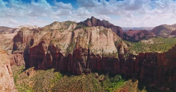 Tremendas Rocas Del Parque Nacional Zion Hermoso Día Soleado Hermosos — Vídeos de Stock