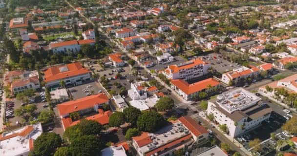 Espléndida Vista Arquitectura Santa Barbara Hermosas Viviendas Vegetación Calles Limpias — Vídeos de Stock