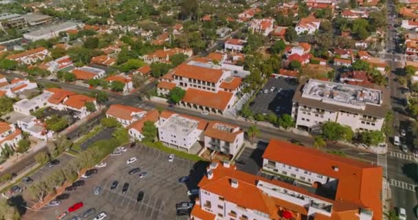 Panorama Van Prachtige Zonnige Stad Santa Barbara Verenigde Staten Drone — Stockvideo