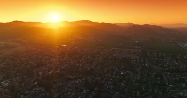 Napa Stad Kalifornien Usa Solens Strålar Fantastiskt Panorama Över Dalen — Stockvideo