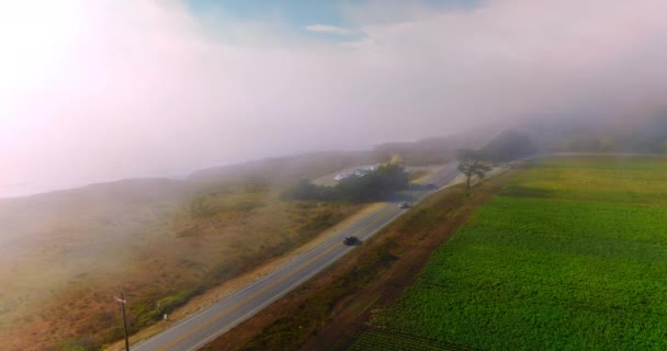 Niebla Espesa Que Extiende Por Carretera Prado Desde Agua Los — Vídeo de stock