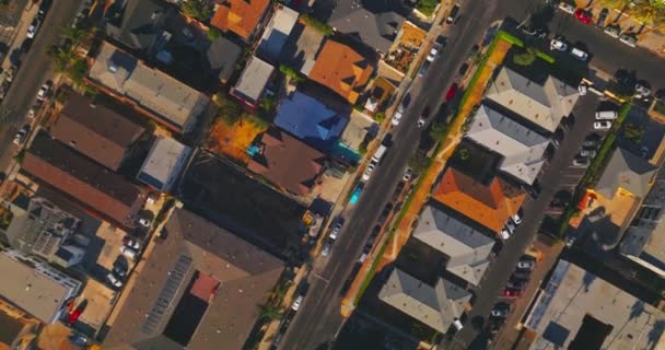 화창한 앤젤레스의 지붕과 거리를 수많은 자동차가 도시의 도로를 이동합니다 — 비디오