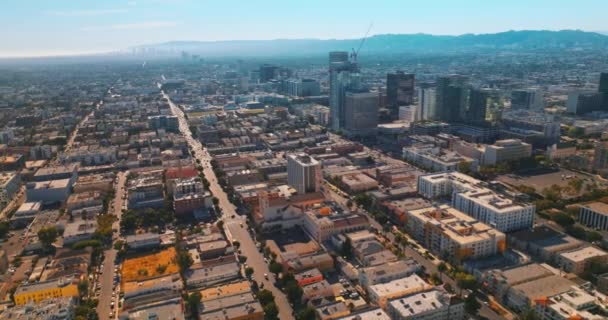 Sunny Cityscape Beautiful Los Angeles California Usa Lots Cars Moving — Stock Video
