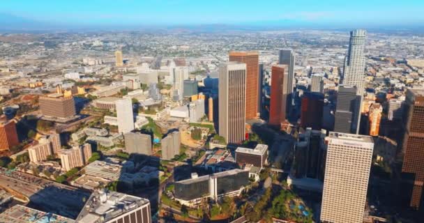 Financial Downtown Sunny Los Angeles Diverse Skyscrapers Multi Storied Buildings — Stock Video