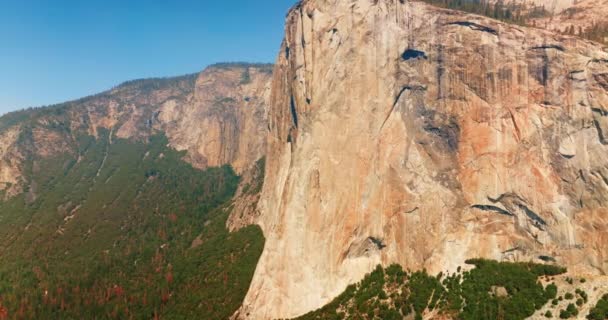 Çam Ağaçlarıyla Kaplı Çıplak Kayalıklar Yosemite Ulusal Parkı Nın Göz — Stok video