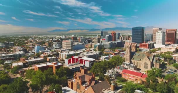 Modern Város Néhány Történelmi Épületek Építészetben Salt Lake City Panoráma — Stock videók