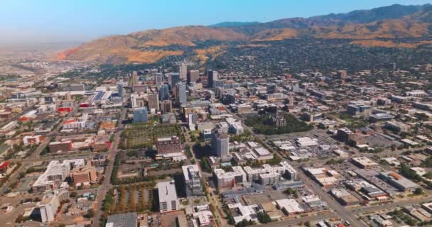 Niesamowita Sceneria Miasta Ograniczona Górami Wspaniały Widok Salt Lake City — Wideo stockowe