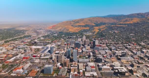 Sunny View City Beautiful Densely Built Architecture Salt Lake City — Stock Video