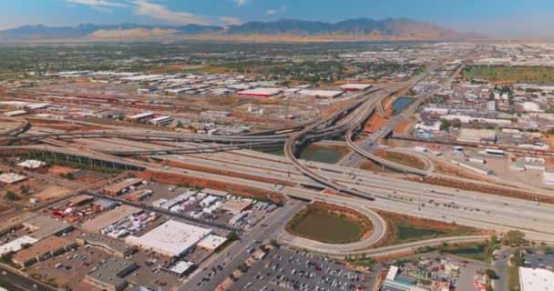 Jalan Raya Loops Skyways Sistem Lalu Lintas Salt Lake City — Stok Video