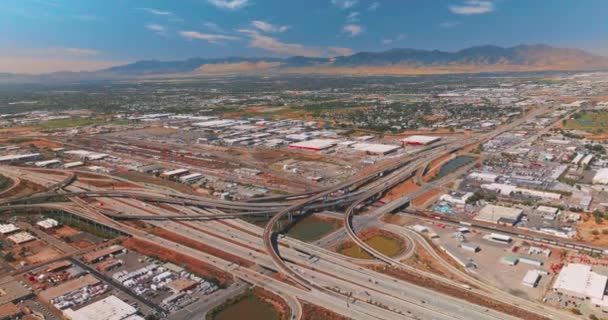 Skomplikowany System Dróg Salt Lake City Ogromna Sceneria Miasta Tle — Wideo stockowe