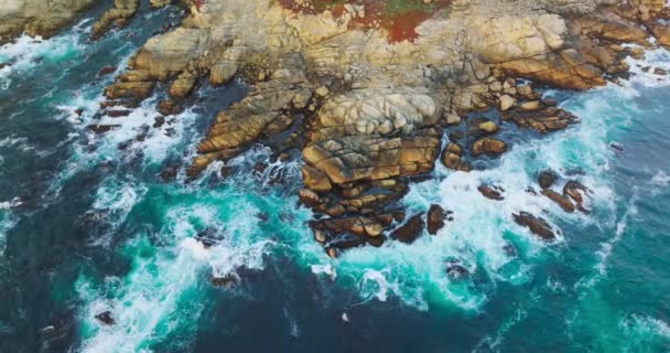 Beautiful Rugged Coastline Carmel Sea Houses Locating Very Close Rocky — Stock Video