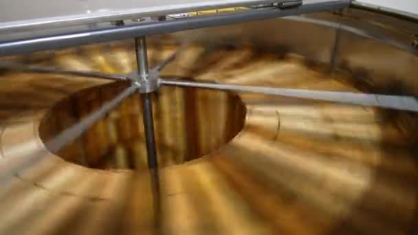 Los Marcos Miel Giran Centrifugadora Cerca Extracción Cosecha Fresca Miel — Vídeo de stock