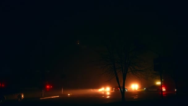 Повна Темрява Вулицях Міста Винятком Транспортних Ліхтарів Ніякої Електрики Вночі — стокове відео
