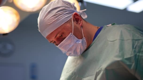 Professioneel Plastische Chirurgie Het Werk Gericht Chirurg Met Behulp Van — Stockvideo