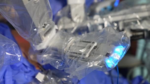 Plastová Pokrývka Ramen Manipulátoru Chirurgického Robota Zavřít Systém Vinci Který — Stock video
