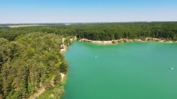 Zielone Krajobrazy Outdor Piękny Widok Lotu Ptaka Jezioro Las — Wideo stockowe