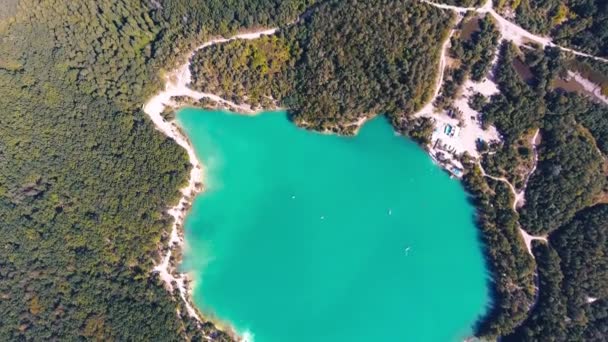空中观光湖夏季风景 美丽的森林湖景 — 图库视频影像
