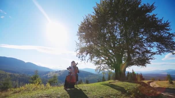 Klassieke Muziek Mooie Speler Cello Symfonisch Vrouwelijk Jong Meisje Spelen — Stockvideo