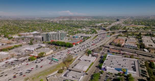 Widok Lotu Ptaka Los Angeles Miejski Strzał Góry Amerykańskiego Miasta — Wideo stockowe