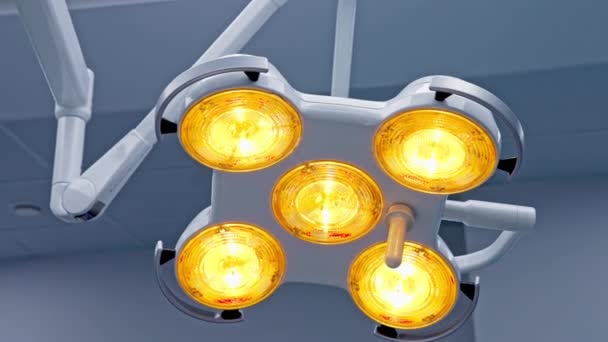 Velká Pohotovostní Lampa Moderním Nemocničním Pokoji Sterilní Chirurgické Osvětlovací Zařízení — Stock video