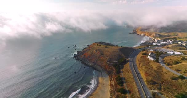 Plaża Montara State Kalifornii Zdjęcia Dronów Pięknych Amerykańskich Krajobrazów — Wideo stockowe