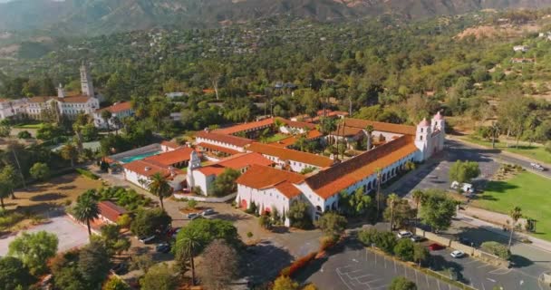 Исторический Город Санта Барбара Вид Воздуха Калифорнийский Пейзаж — стоковое видео