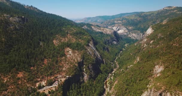Paisaje Del Valle Del Panorama Montañoso Parque Nacional Americano Yosemite — Vídeos de Stock