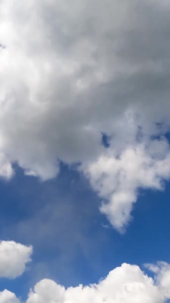 美しい白いパフィーの雲の変換 空に浮かぶ素晴らしい雲のタイムラプス バーティカルビデオ — ストック動画