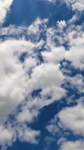 風に変化する空っぽの雲 天の美しい青い空と雲のタイムラプス バーティカルビデオ — ストック動画