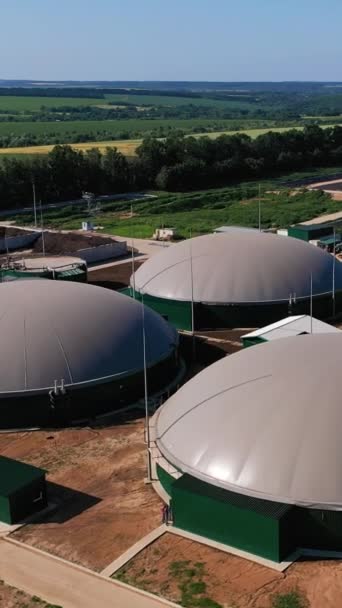 Modern Mezőgazdasági Komplexum Mezőgazdasági Területeken Biogáz Üzem Zöld Energia Előállítására — Stock videók