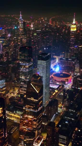 Vue Panoramique New York Étincelant Avec Des Lumières Nuit Des — Video