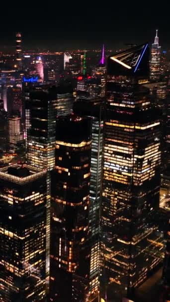 Okouzlující Zářící Panorama Vynikajícího New Yorku Působivá Scenérie Nikdy Nespící — Stock video