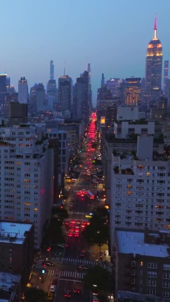 Ніколи Спав Нью Йорку Тисячами Вогнів Божевільний Трафік Жвавих Вулицях — стокове відео