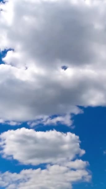 雲があっという間に形を変える素晴らしい青空 下からの美しい雲景のタイムラプスビュー バーティカルビデオ — ストック動画