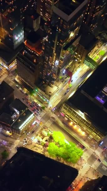 Calles Perfectamente Iluminadas Animada Nueva York Por Noche Muchos Coches — Vídeos de Stock