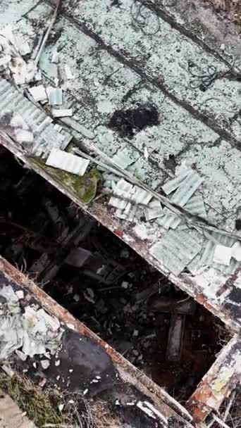 Escombros Uma Antiga Fábrica Industrial Vista Aérea Superior Fábrica Destruída — Vídeo de Stock