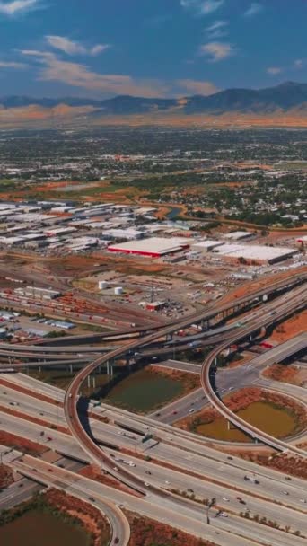 Sistema Complicado Carreteras Salt Lake City Enorme Paisaje Ciudad Telón — Vídeo de stock