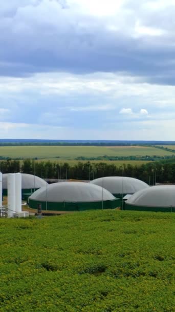 Παραγωγή Βιοαερίου Σύγχρονο Γεωργικό Συγκρότημα Για Βιοαέριο Μεταξύ Της Πράσινης — Αρχείο Βίντεο