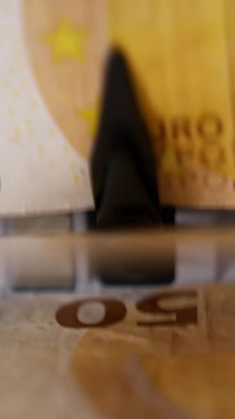 Machine Voor Het Tellen Van Geld Eurobankbiljetten Financieel Concept Mechanisme — Stockvideo