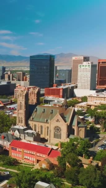 Moderne Stad Met Enkele Historische Gebouwen Architectuur Salt Lake City — Stockvideo