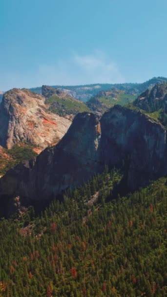 Piękne Formacje Skalne Parku Narodowym Yosemite Stanów Zjednoczonych Sosnowy Las — Wideo stockowe