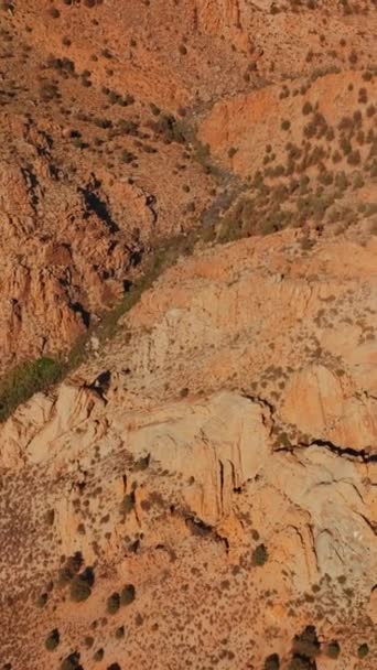 Rachadura Verde Entre Enormes Montanhas Nevada Imagens Drones Sobre Rochas — Vídeo de Stock