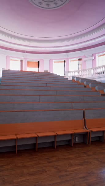 Uma Sala Aula Vazia Numa Universidade Interior Teatro Palestra Contemporânea — Vídeo de Stock