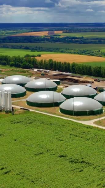 Produção Biogás Verão Planta Moderna Biogás Campos Verdes Fundo Energia — Vídeo de Stock