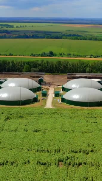 Vista Aerea Sul Moderno Distributore Benzina Bio Fabbrica Impianto Biogas — Video Stock