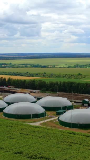 Complexo Biogás Paisagem Natureza Planta Agrícola Para Produção Biomassa Campo — Vídeo de Stock