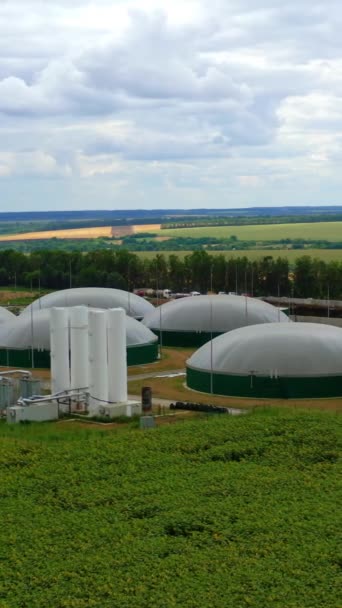 Impianto Biogas Con Stoccaggio Sul Campo Produzione Industriale Innovativa Gas — Video Stock