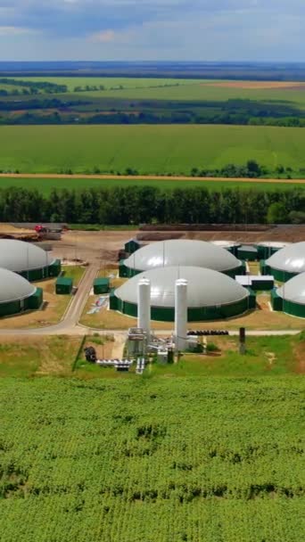 Biogás Terreno Tanques Armazenamento Para Produção Biomassa Belo Fundo Natureza — Vídeo de Stock