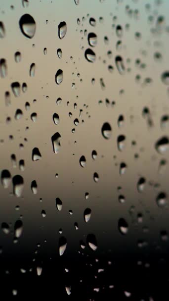 Regentropfen Auf Glas Textur Von Regentropfen Auf Schwarzem Hintergrund Wassertropfen — Stockvideo