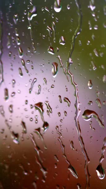 Βροχερός Καιρός Σταγονίδια Βροχής Που Ρέουν Γυάλινη Επιφάνεια Σταγόνες Βροχής — Αρχείο Βίντεο